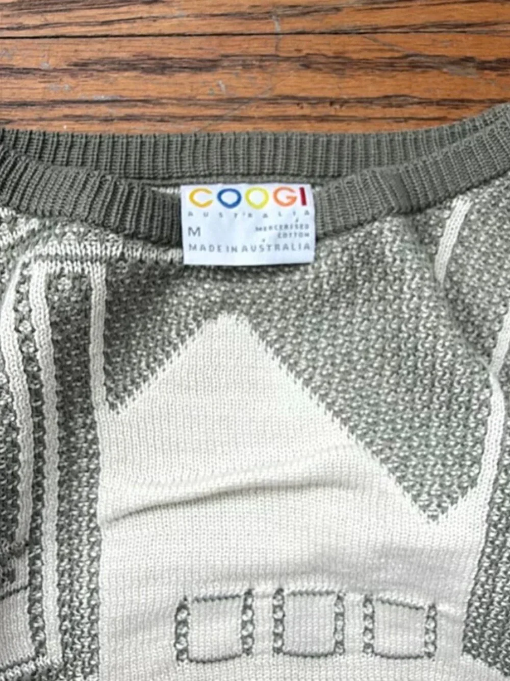 vintage grail Coogi Geometric Knit Sweater Grey/White M Made in Australia